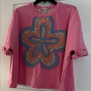 easel Pink Floral PatchworkTop